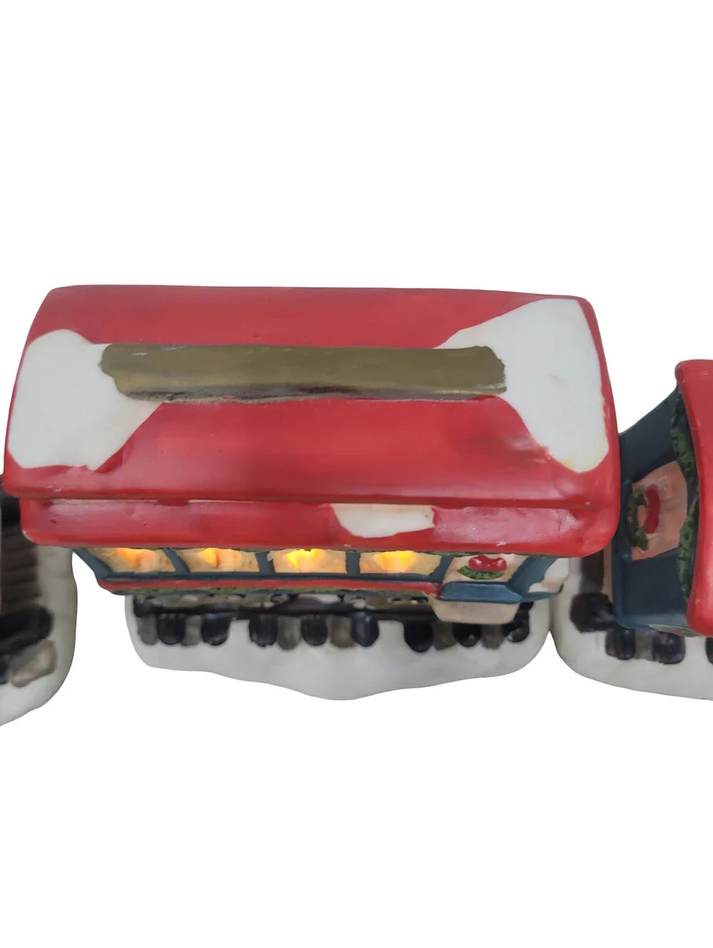 Christmas 1997 Village Square Lighted 3 Piece Ceramic Train Set Mervyn's working